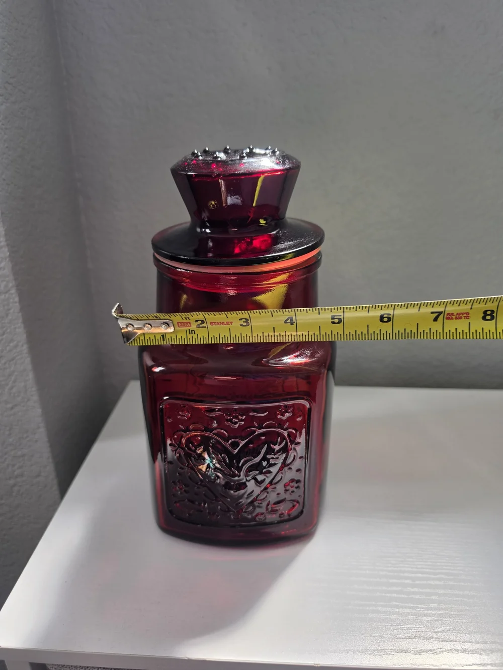 Ruby Red Decorative Glass Jar with Lid